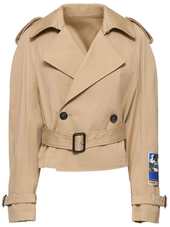 MSGM: Short cotton blend trench coat - women_0 | Luisa Via Roma