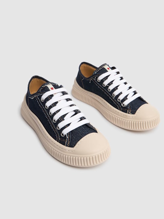 Marni Junior: Denim lace-up sneakers w/ logo - Blue - kids-boys_1 | Luisa Via Roma