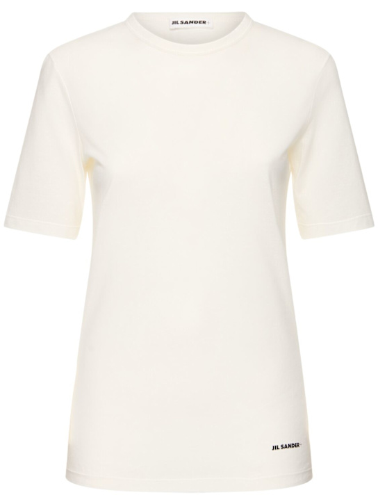 Jil Sander: Cotton jersey logo short sleeved t-shirt - White - women_0 | Luisa Via Roma