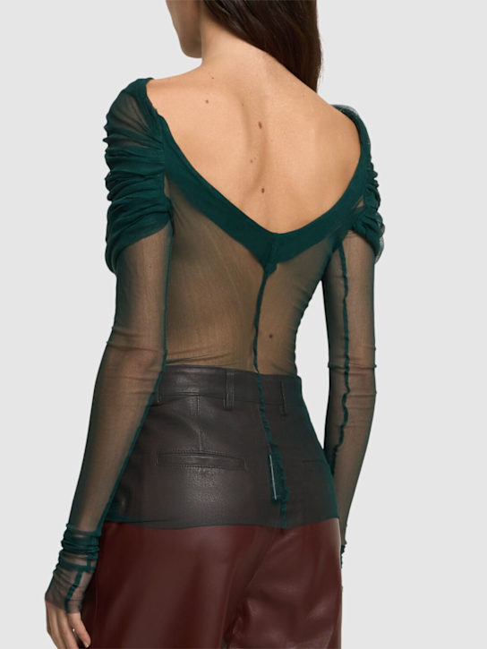 Christopher Esber: Veiled silk tulle top - Green - women_2 | Luisa Via Roma
