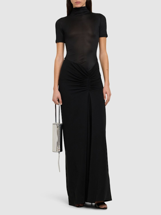 Christopher Esber: Fusion ruched faille t-shirt gown - women_1 | Luisa Via Roma