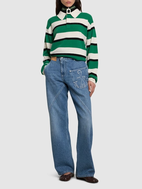 JW Anderson: Twisted midrise workwear boyfriend jeans - women_1 | Luisa Via Roma