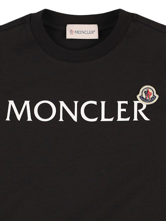 Moncler: Logo cotton t-shirt - Black - kids-boys_1 | Luisa Via Roma