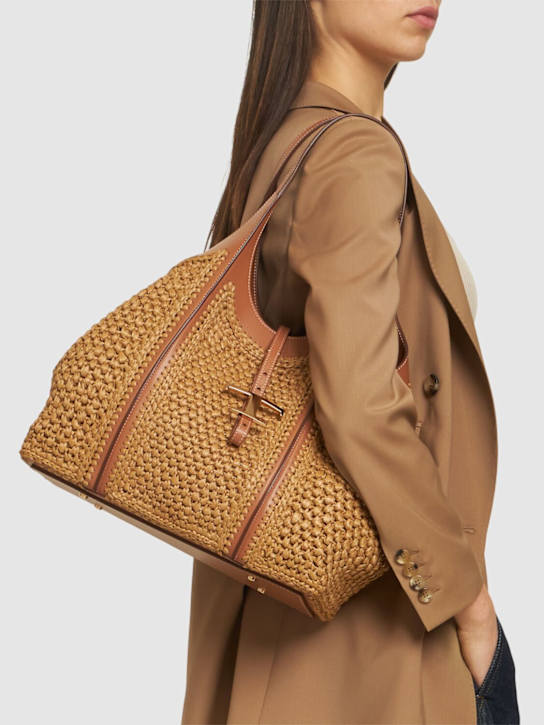 Tod's: Medium crochet raffia shopping bag - women_1 | Luisa Via Roma