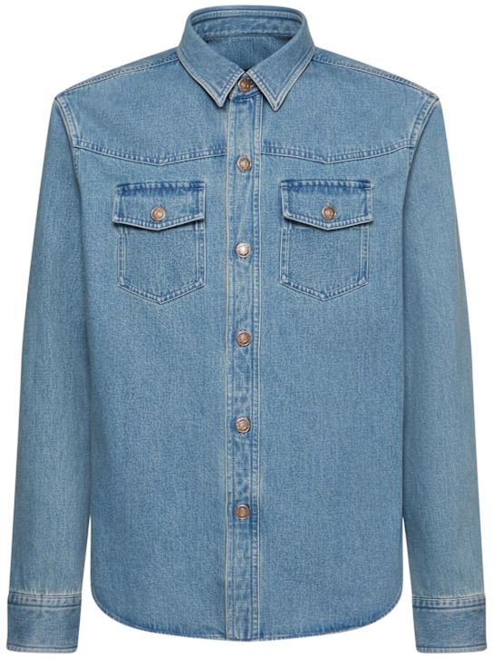 Tom Ford: Washed cotton denim jacket - Blue - men_0 | Luisa Via Roma