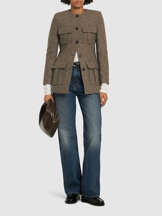 Nili Lotan: Gabriella wool long jacket - Taupe - women_1 | Luisa Via Roma