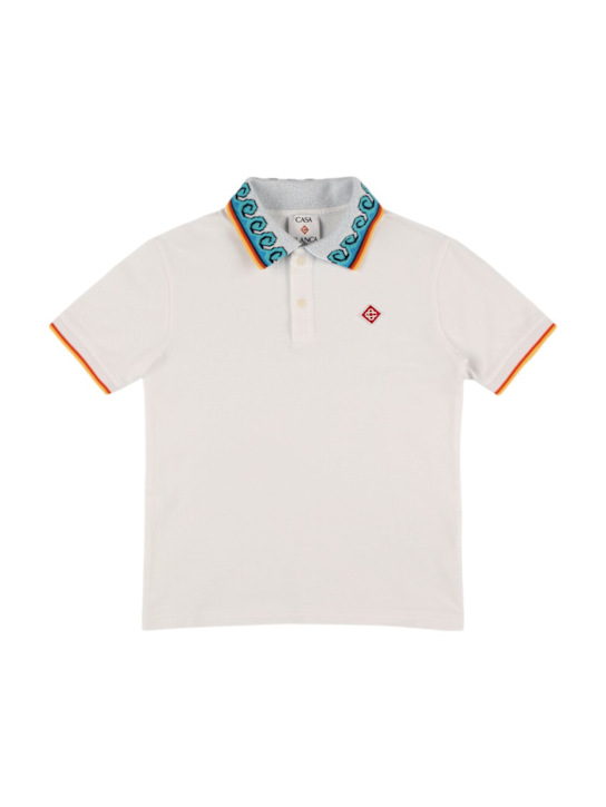 Casablanca: Cotton piquet polo t-shirt - kids-boys_0 | Luisa Via Roma