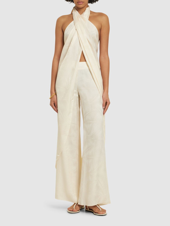 Johanna Ortiz: Laidback Energy palm jacquard wide pants - Ecru - women_1 | Luisa Via Roma