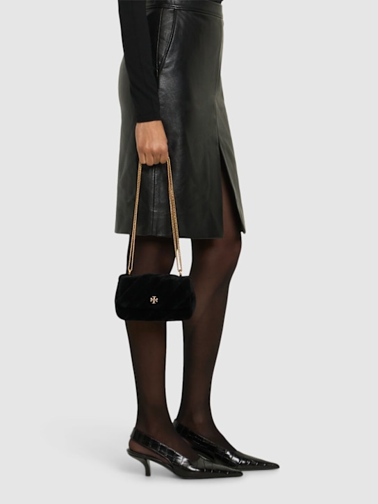 Tory Burch: Mini Kira Draped velvet flap bag - women_1 | Luisa Via Roma