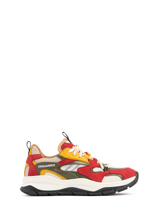 Dsquared2: Lace-up leather sneakers w/logo - Red/Multi - kids-boys_0 | Luisa Via Roma