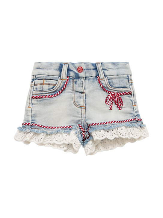 Monnalisa: Shorts in denim con ricami - Blu - kids-girls_0 | Luisa Via Roma