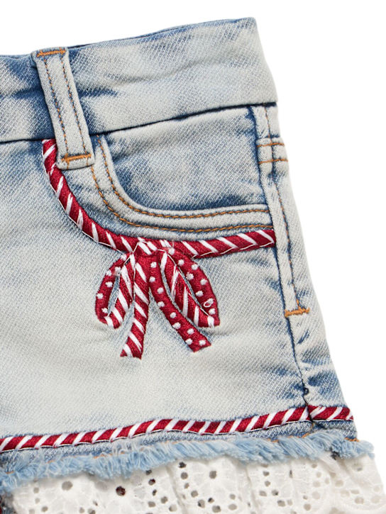 Monnalisa: Shorts in denim con ricami - Blu - kids-girls_1 | Luisa Via Roma