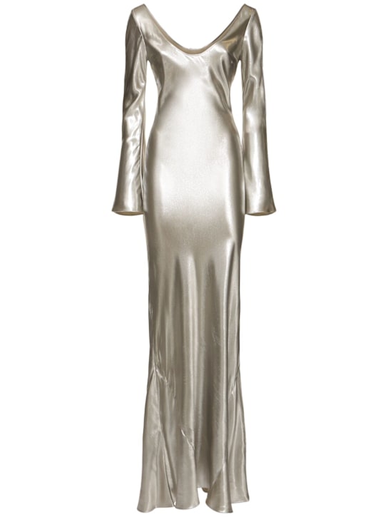 Valletta long sleeve satin gown - Thumbnail 1