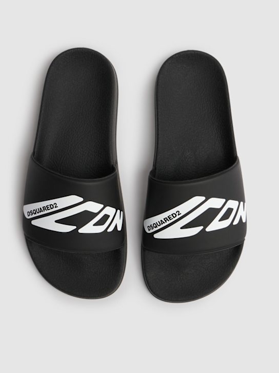 Dsquared2: Sandali in gomma con logo - Nero - kids-girls_1 | Luisa Via Roma