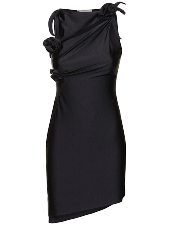 Coperni: Asymmetric jersey mini dress - Black - women_0 | Luisa Via Roma