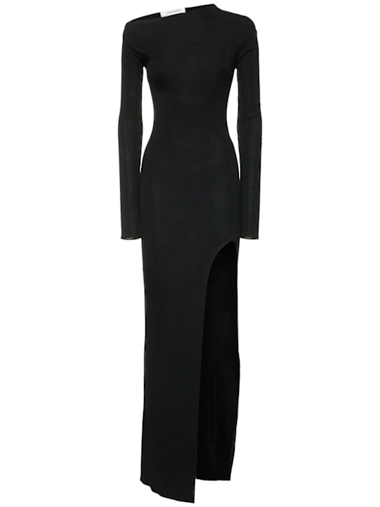 Aya Muse: Ciro silk & viscose long dress - Black - women_0 | Luisa Via Roma