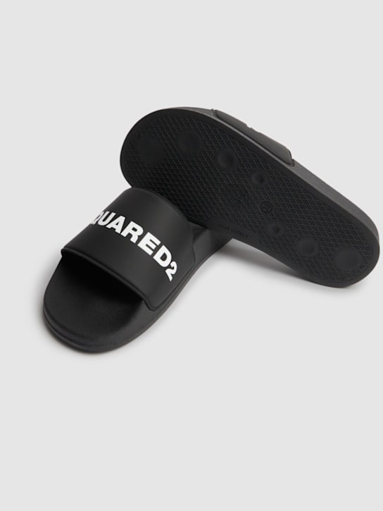 Dsquared2: Rubber slides w/logo - Black - kids-boys_2 | Luisa Via Roma