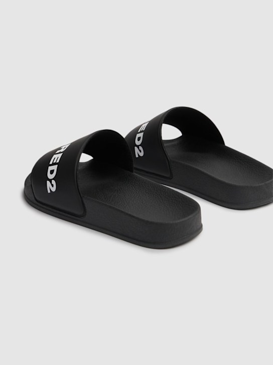Dsquared2: Rubber slides w/logo - Black - kids-boys_3 | Luisa Via Roma