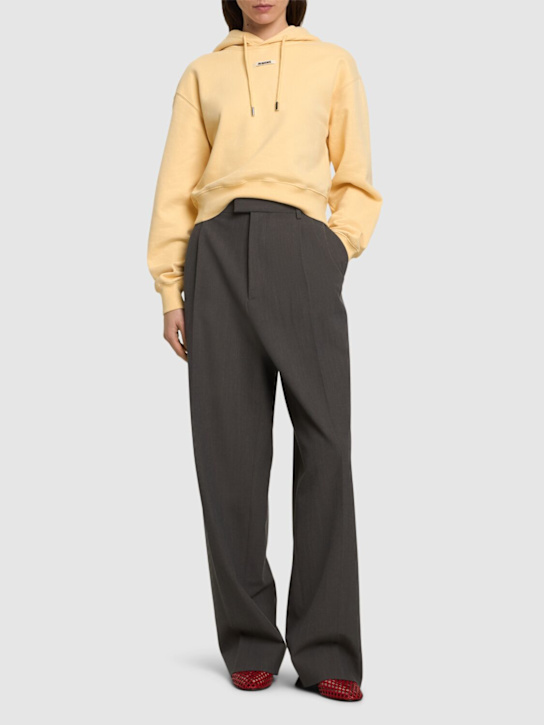 Jacquemus: Le Hoodie Gros Grain cotton crop hoodie - Beige - women_1 | Luisa Via Roma
