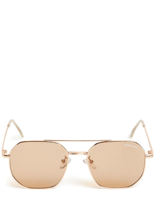 Monnalisa: Flower polycarbonate sunglasses - Beige - kids-girls_0 | Luisa Via Roma
