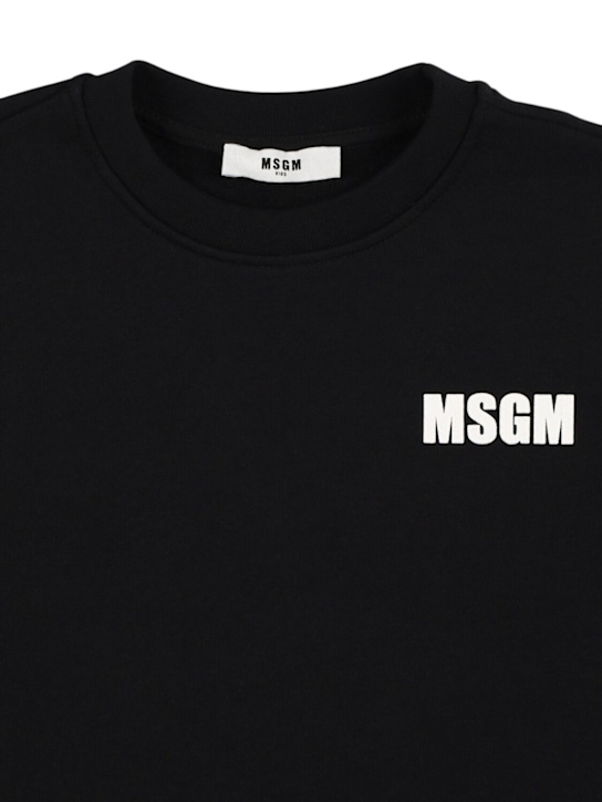 MSGM: Logo printed cotton sweatshirt - Black - kids-boys_1 | Luisa Via Roma