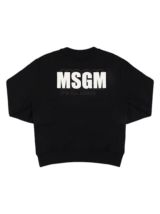 MSGM: Logo printed cotton sweatshirt - Black - kids-boys_2 | Luisa Via Roma