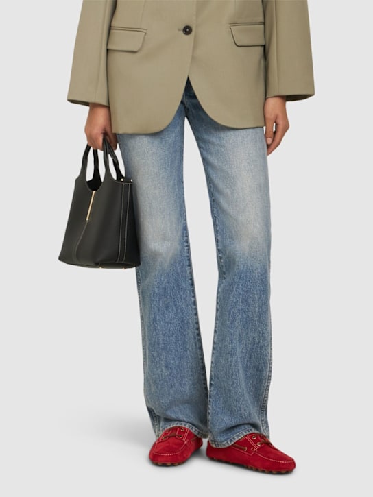 Tod's: 10mm Suede loafers - Red - women_1 | Luisa Via Roma
