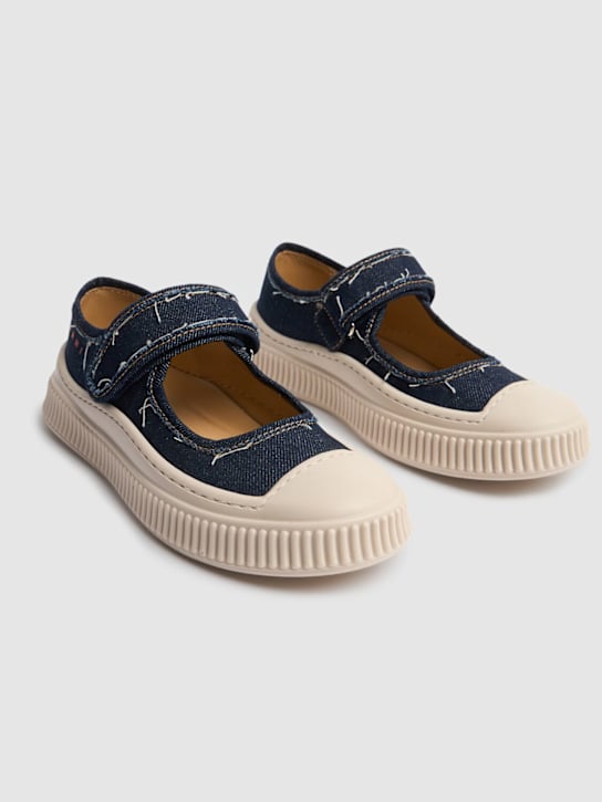 Marni Junior: Chaussures Mary Jane en denim de coton - Bleu - kids-girls_1 | Luisa Via Roma