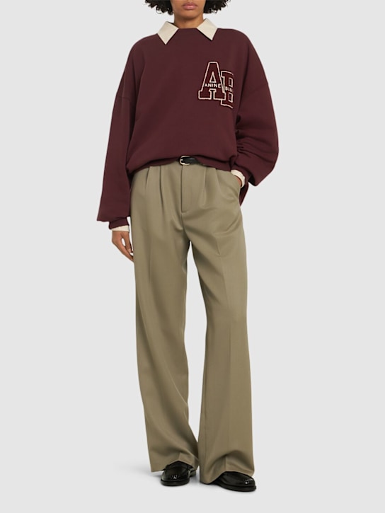 ANINE BING: Miles oversize cotton jersey sweatshirt - women_1 | Luisa Via Roma