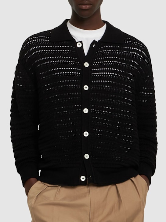 Dunst: Unisex open collared cardigan - Black - men_2 | Luisa Via Roma