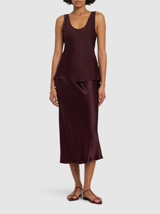 ANINE BING: Lea silk tank top - Burgundy - women_1 | Luisa Via Roma
