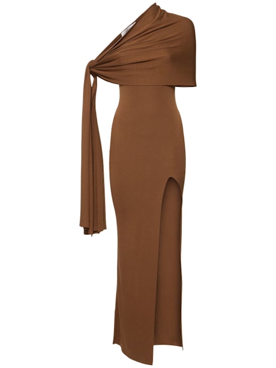 Aya Muse: Hale silk & viscose long dress - Brown - women_0 | Luisa Via Roma
