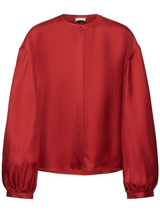 Loulou De Saison: Lea 볼륨 실크 셔츠 - 레드 - women_0 | Luisa Via Roma