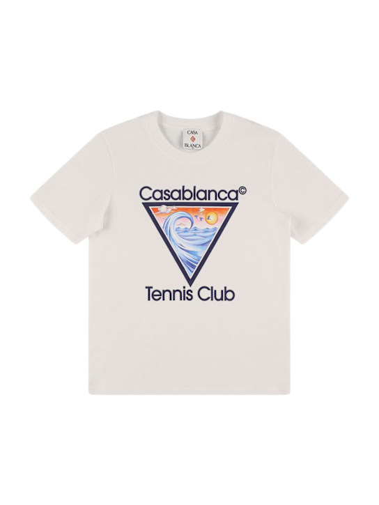 Casablanca: Logo printed cotton jersey t-shirt - White - kids-girls_0 | Luisa Via Roma