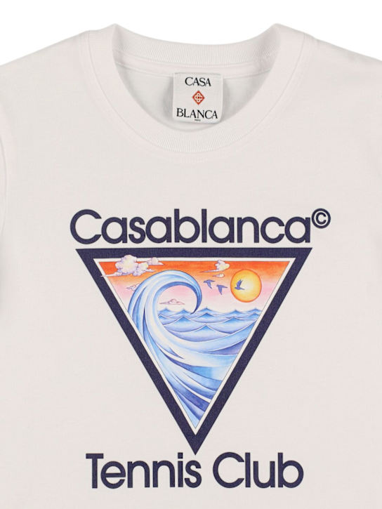 Casablanca: Logo printed cotton jersey t-shirt - White - kids-girls_1 | Luisa Via Roma
