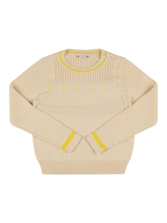 Bonpoint: コットンニットセーター - ベージュ - kids-girls_0 | Luisa Via Roma
