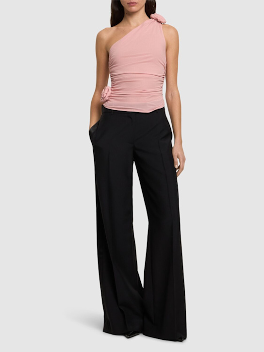 Magda Butrym: Jersey one shoulder draped top w/ rose - Pink - women_1 | Luisa Via Roma