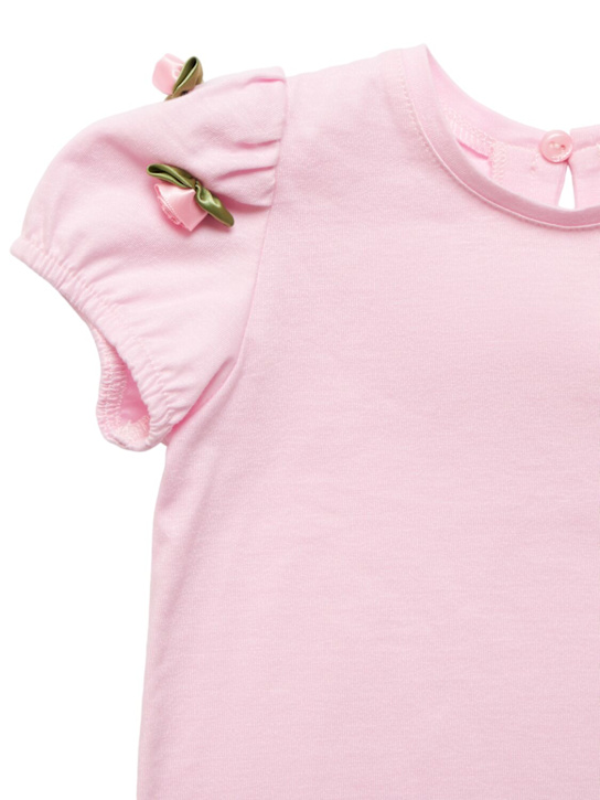 Monnalisa: T-shirt in jersey di cotone con applicazione - Rosa - kids-girls_1 | Luisa Via Roma