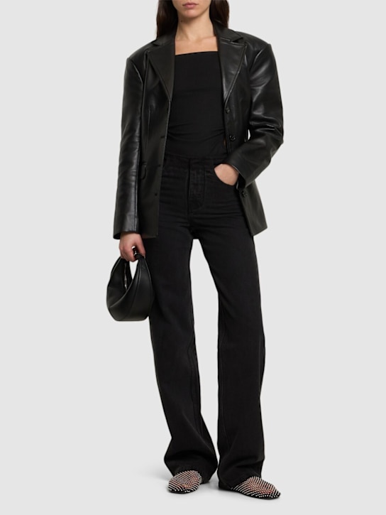 Deconstructed high rise denim wide jeans - Thumbnail 2
