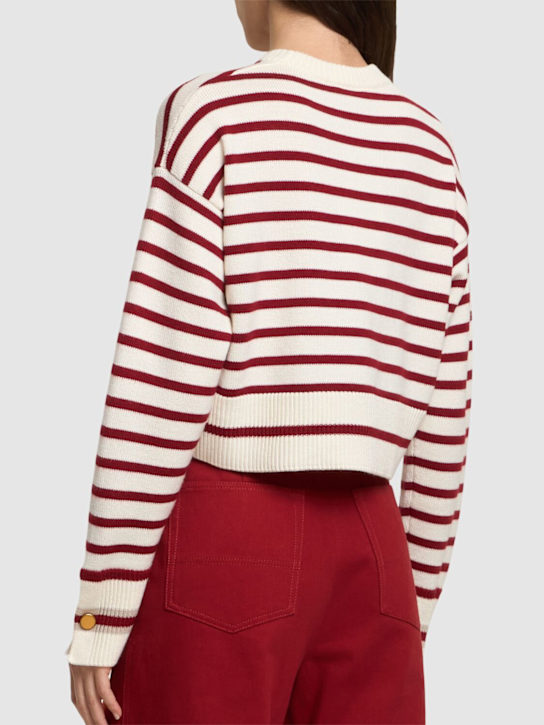Max Mara: Dorotea striped crop sweater - White/Red - women_2 | Luisa Via Roma