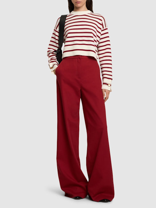 Max Mara: Dorotea striped crop sweater - White/Red - women_1 | Luisa Via Roma