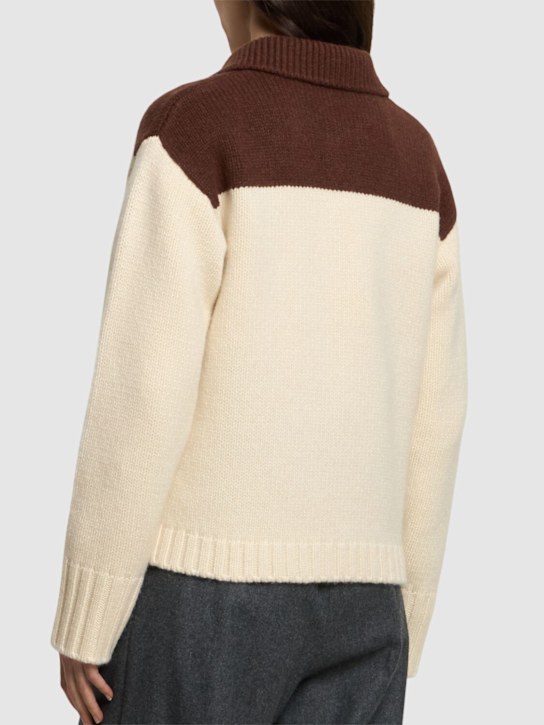 JW Anderson: House knit polo sweater - Ivory/Multi - women_2 | Luisa Via Roma