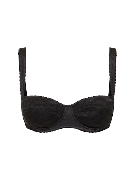Silk satin stretch underwire bra w/lace