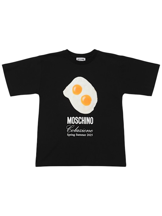 Moschino: Printed cotton jersey t-shirt - Black - kids-boys_0 | Luisa Via Roma