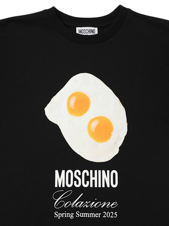 Moschino: Printed cotton jersey t-shirt - Black - kids-boys_1 | Luisa Via Roma