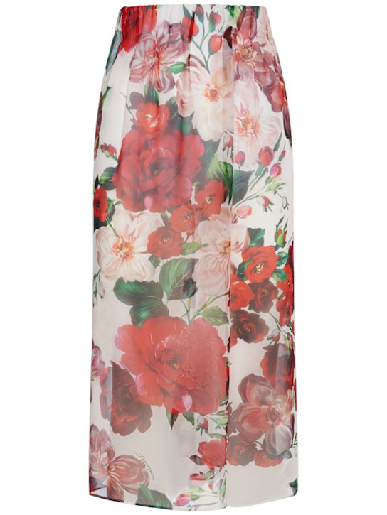 Dolce&Gabbana: Flower print chiffon midi skirt - women_0 | Luisa Via Roma