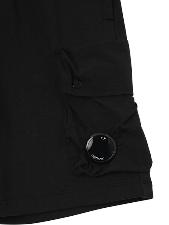 C.P. Company: Cotton cargo sweat shorts - Black - kids-boys_1 | Luisa Via Roma