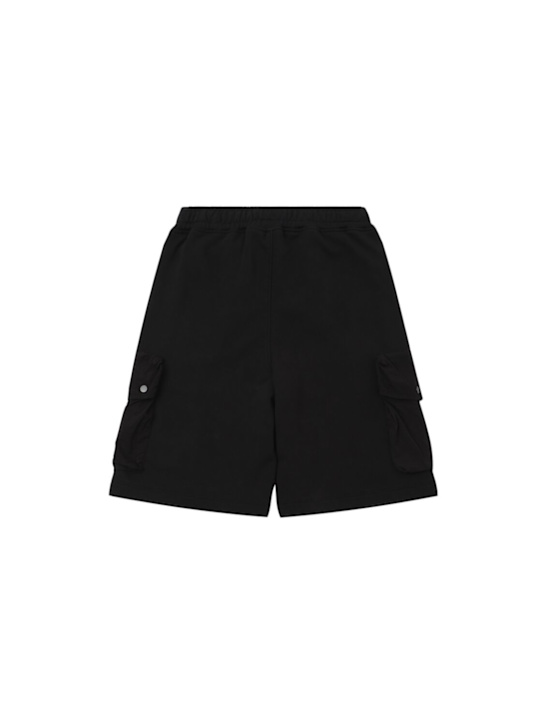 C.P. Company: Cotton cargo sweat shorts - Black - kids-boys_2 | Luisa Via Roma