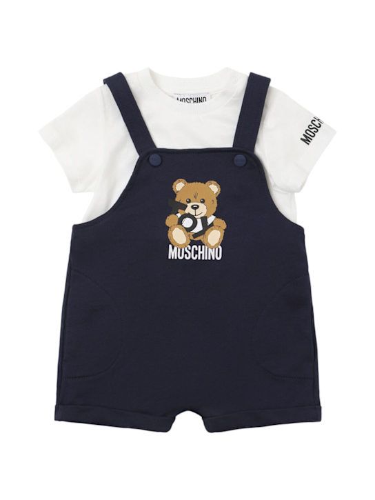 Moschino: コットンTシャツ＆オーバーオール - kids-boys_0 | Luisa Via Roma