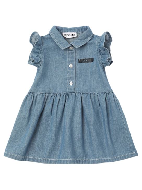 Moschino: プリントコットンシャンブレーワンピース - kids-girls_0 | Luisa Via Roma
